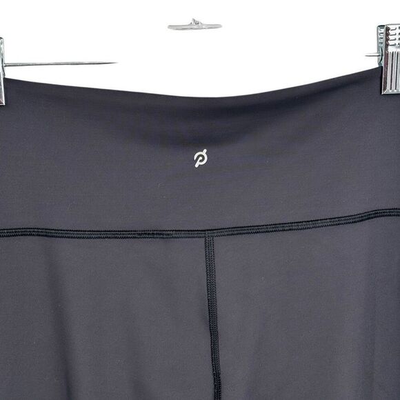 Peloton Leggings With Scalloped Hem & Sheer Panel Black/Multi Logo Size Large - Picture 9 of 9